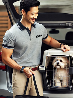 玄関先までわんちゃんを送ります